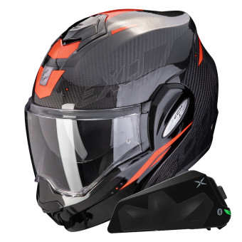 Klapp Scorpion Exo Tech Evo Carbon Rover Black Red + Kit bluetooth Exo-Com Link-1C