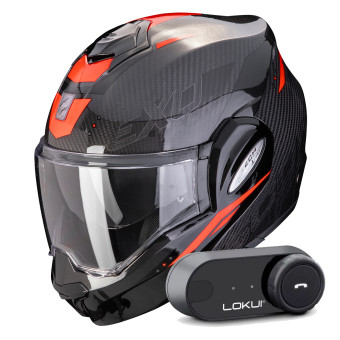Klapp Scorpion Exo Tech Evo Carbon Rover Black Red + Kit Bluetooth Lokui K30