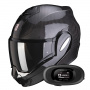 Casque Klapp Scorpion Exo Tech Evo Carbon Solid Black + Kit bluetooth 5R Lite