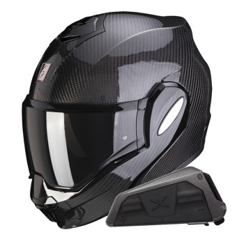 Klapp Scorpion Exo Tech Evo Carbon Solid Black + Kit bluetooth Exo-Com Link-1