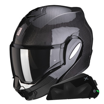 Klapp Scorpion Exo Tech Evo Carbon Solid Black + Kit bluetooth Exo-Com Link-1C