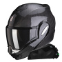 Casque Klapp Scorpion Exo Tech Evo Carbon Solid Black + Kit bluetooth Exo-Com Link-1C