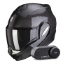 Casque Klapp Scorpion Exo Tech Evo Carbon Solid Black + Kit Bluetooth Lokui K30
