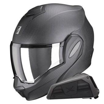 Klapp Scorpion Exo Tech Evo Carbon Solid Matt Black + Kit bluetooth Exo-Com Link-1