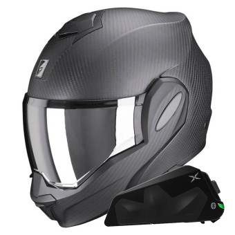 Klapp Scorpion Exo Tech Evo Carbon Solid Matt Black + Kit bluetooth Exo-Com Link-1C