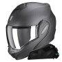 Casque Klapp Scorpion Exo Tech Evo Carbon Solid Matt Black + Kit bluetooth Exo-Com Link-1C