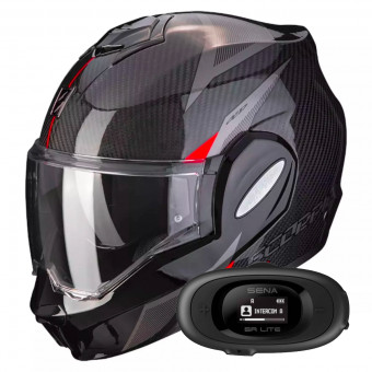 Klapp Scorpion Exo Tech Evo Carbon Top Black Red + Kit bluetooth 5R Lite