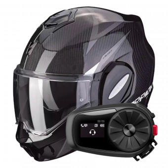 Klapp Scorpion Exo Tech Evo Carbon Top Black White + Kit Bluetooth 5S
