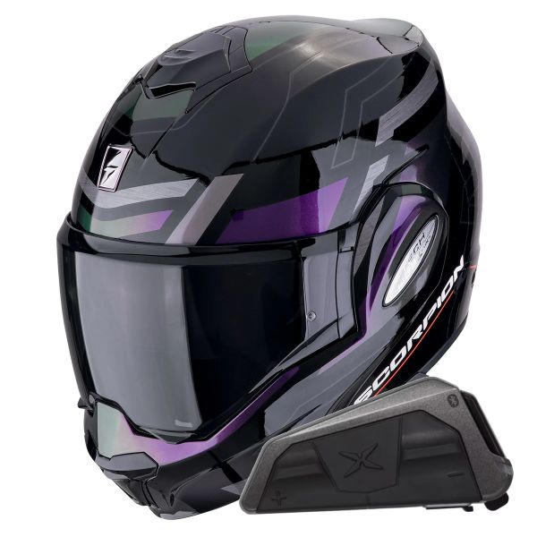 Klapp Scorpion Exo Tech Evo Conquer Black Chameleon + Kit bluetooth Exo-Com Link-1 Klapp Scorpion Exo Tech Evo Conquer Black Chameleon + Kit bluetooth Exo-Com Link-1