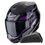 Casque Klapp Scorpion Exo Tech Evo Conquer Black Chameleon + Kit bluetooth Exo-Com Link-1