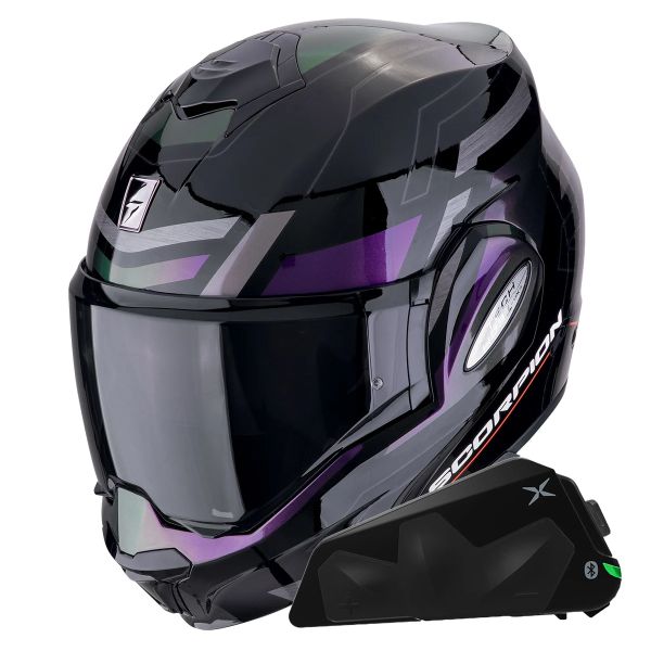 Klapp Scorpion Exo Tech Evo Conquer Black Chameleon + Kit bluetooth Exo-Com Link-1C Klapp Scorpion Exo Tech Evo Conquer Black Chameleon + Kit bluetooth Exo-Com Link-1C