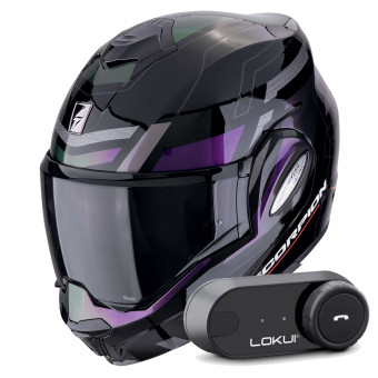 Klapp Scorpion Exo Tech Evo Conquer Black Chameleon + Kit Bluetooth Lokui K30