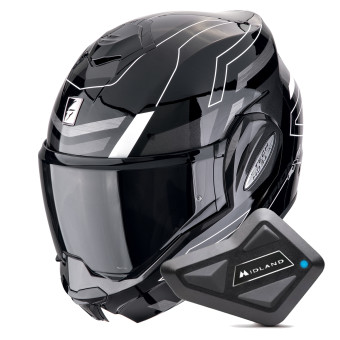 Klapp Scorpion Exo Tech Evo Conquer Black White + Kit Bluetooth BT Mini