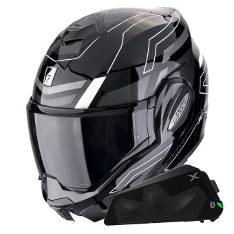 Klapp Scorpion Exo Tech Evo Conquer Black White + Kit bluetooth Exo-Com Link-1C
