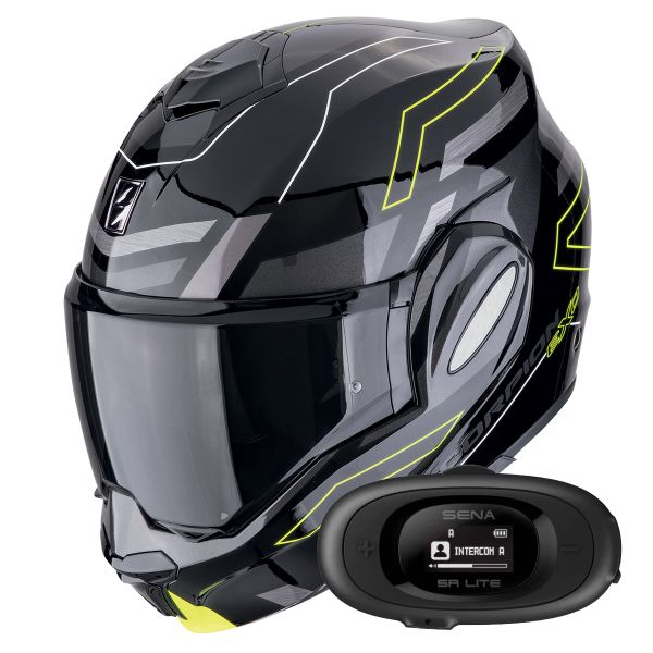 Klapp Scorpion Exo Tech Evo Conquer Black Yellow Fluo + Kit bluetooth 5R Lite Solo Klapp Scorpion Exo Tech Evo Conquer Black Yellow Fluo + Kit bluetooth 5R Lite Solo