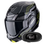 Casque Klapp Scorpion Exo Tech Evo Conquer Black Yellow Fluo + Kit bluetooth 5R Lite Solo