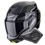 Casque Klapp Scorpion Exo Tech Evo Conquer Black Yellow Fluo + Kit Bluetooth BT Mini