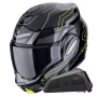 Casque Klapp Scorpion Exo Tech Evo Conquer Black Yellow Fluo + Kit bluetooth Exo-Com Link-1