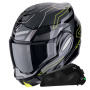 Casque Klapp Scorpion Exo Tech Evo Conquer Black Yellow Fluo + Kit bluetooth Exo-Com Link-1C