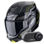 Casque Klapp Scorpion Exo Tech Evo Conquer Black Yellow Fluo + Kit Bluetooth Lokui K30