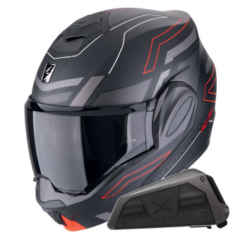 Klapp Scorpion Exo Tech Evo Conquer Matt Black Red + Kit bluetooth Exo-Com Link-1