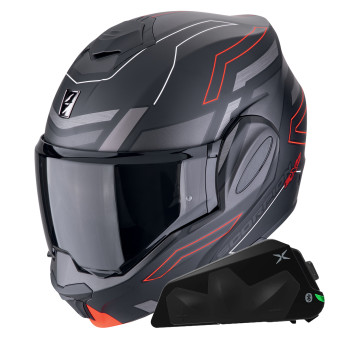 Klapp Scorpion Exo Tech Evo Conquer Matt Black Red + Kit bluetooth Exo-Com Link-1C