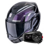 Casque Klapp Scorpion Exo Tech Evo Furio Black Chameleon + Kit Bluetooth 5S Solo