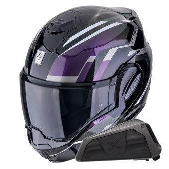 Casque Klapp Scorpion Exo Tech Evo Furio Black Chameleon + Kit bluetooth Exo-Com Link-1 Casque Klapp Scorpion Exo Tech Evo Furio Black Chameleon + Kit bluetooth Exo-Com Link-1