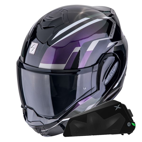 Klapp Scorpion Exo Tech Evo Furio Black Chameleon + Kit bluetooth Exo-Com Link-1C Klapp Scorpion Exo Tech Evo Furio Black Chameleon + Kit bluetooth Exo-Com Link-1C