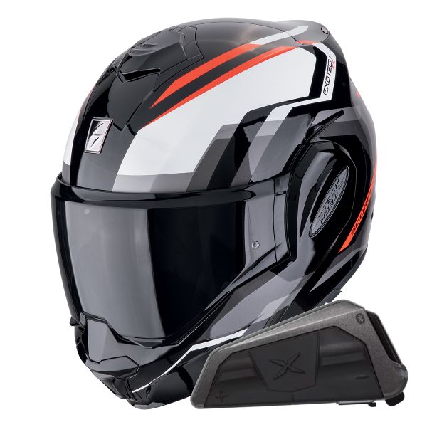 Klapp Scorpion Exo Tech Evo Furio Black Red + Kit bluetooth Exo-Com Link-1