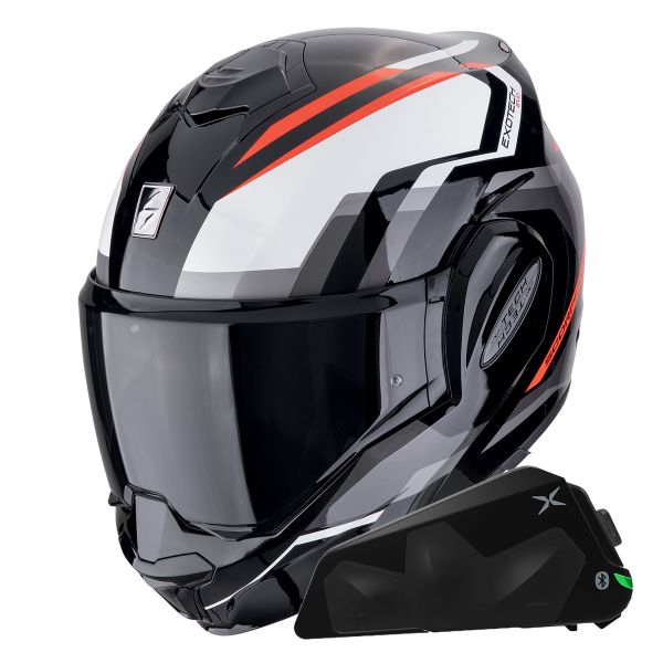 Klapp Scorpion Exo Tech Evo Furio Black Red + Kit bluetooth Exo-Com Link-1C