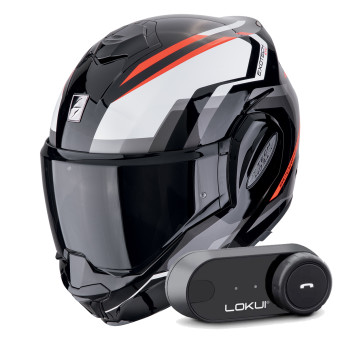 Klapp Scorpion Exo Tech Evo Furio Black Red + Kit Bluetooth Lokui K30