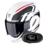 Casque Klapp Scorpion Exo Tech Evo Furio Matt White Black Red + Kit bluetooth 5R Lite Solo