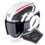 Casque Klapp Scorpion Exo Tech Evo Furio Matt White Black Red + Kit Bluetooth BT Mini