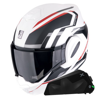 Klapp Scorpion Exo Tech Evo Furio Matt White Black Red + Kit bluetooth Exo-Com Link-1C