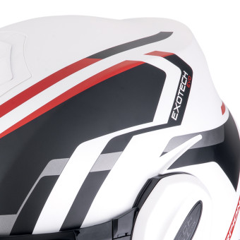Scorpion Exo Tech Evo Furio Matt White Black Red + Kit bluetooth Exo-Com Link-1C