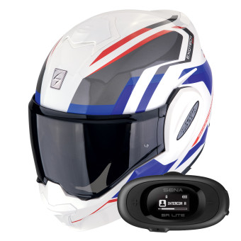 Klapp Scorpion Exo Tech Evo Furio White Red Blue + Kit bluetooth 5R Lite Solo