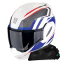 Casque Klapp Scorpion Exo Tech Evo Furio White Red Blue + Kit bluetooth Exo-Com Link-1C