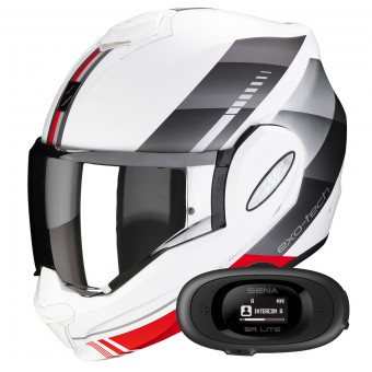 Klapp Scorpion Exo Tech Evo Genre Matt White Silver Red + Kit bluetooth 5R Lite