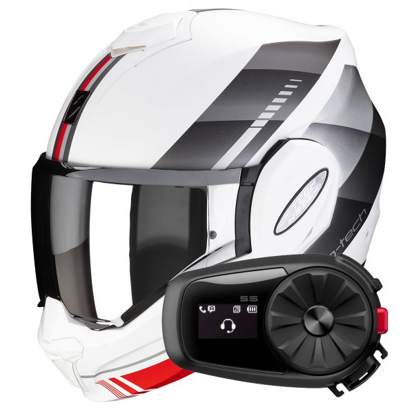 Klapp Scorpion Exo Tech Evo Genre Matt White Silver Red + Kit Bluetooth 5S