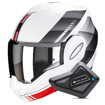 Klapp Scorpion Exo Tech Evo Genre Matt White Silver Red + Kit Bluetooth BT Mini