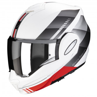 Scorpion Exo Tech Evo Genre Matt White Silver Red + Kit bluetooth 5R Lite