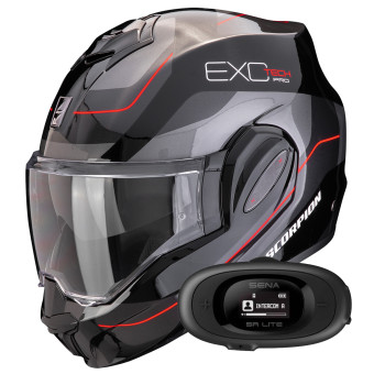 Klapp Scorpion Exo Tech Evo Pro Commuta Black Silver Red + Kit bluetooth 5R Lite