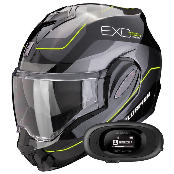 Klapp Scorpion Exo Tech Evo Pro Commuta Black Silver Yellow + Kit bluetooth 5R Lite