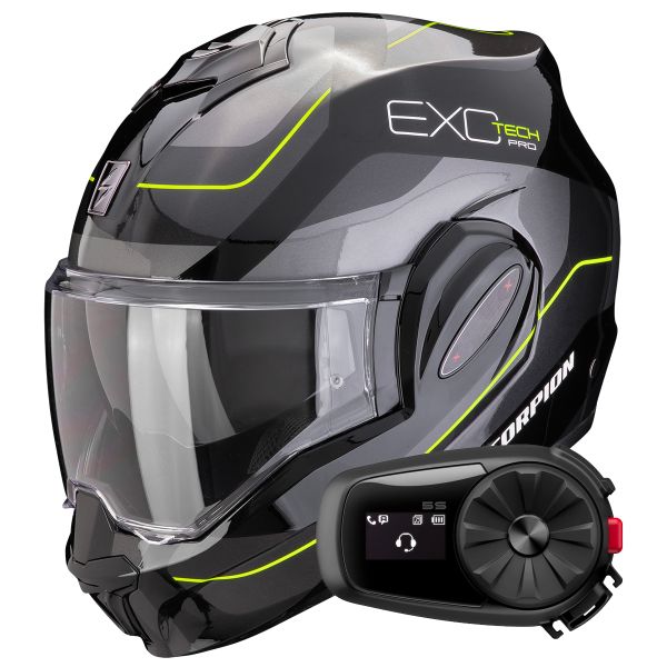 Klapp Scorpion Exo Tech Evo Pro Commuta Black Silver Yellow + Kit Bluetooth 5S