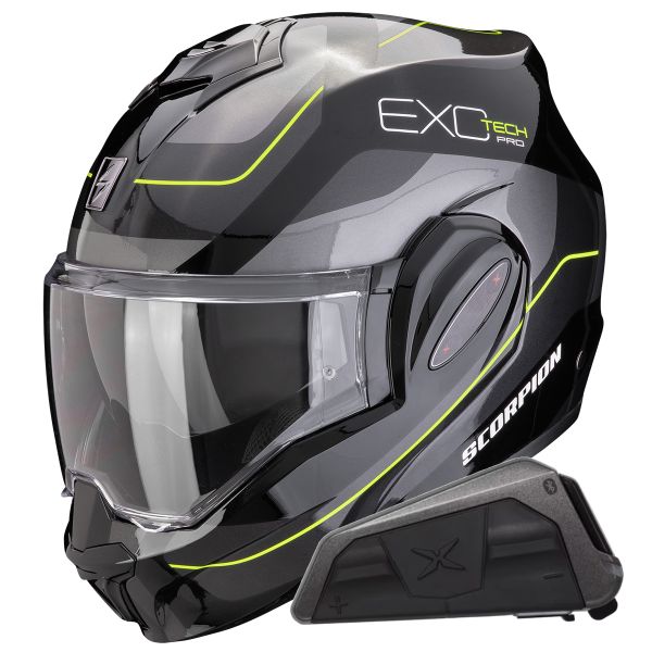 Klapp Scorpion Exo Tech Evo Pro Commuta Black Yellow + Kit bluetooth Exo-Com Link-1