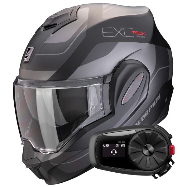 Klapp Scorpion Exo Tech Evo Pro Commuta Matt Black Silver + Kit Bluetooth 5S