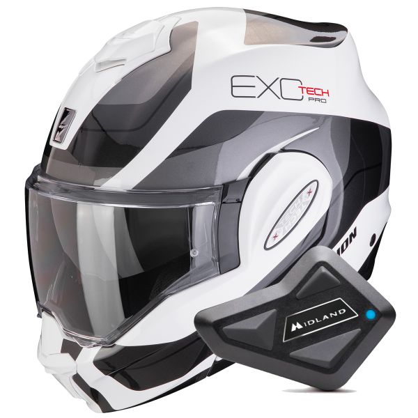 Klapp Scorpion Exo Tech Evo Pro Commuta White Silver + Kit Bluetooth BT Mini