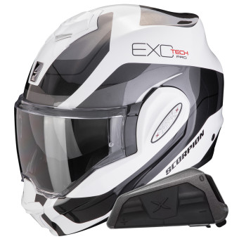 Klapp Scorpion Exo Tech Evo Pro Commuta White Silver + Kit bluetooth Exo-Com Link-1