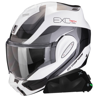 Klapp Scorpion Exo Tech Evo Pro Commuta White Silver + Kit bluetooth Exo-Com Link-1C